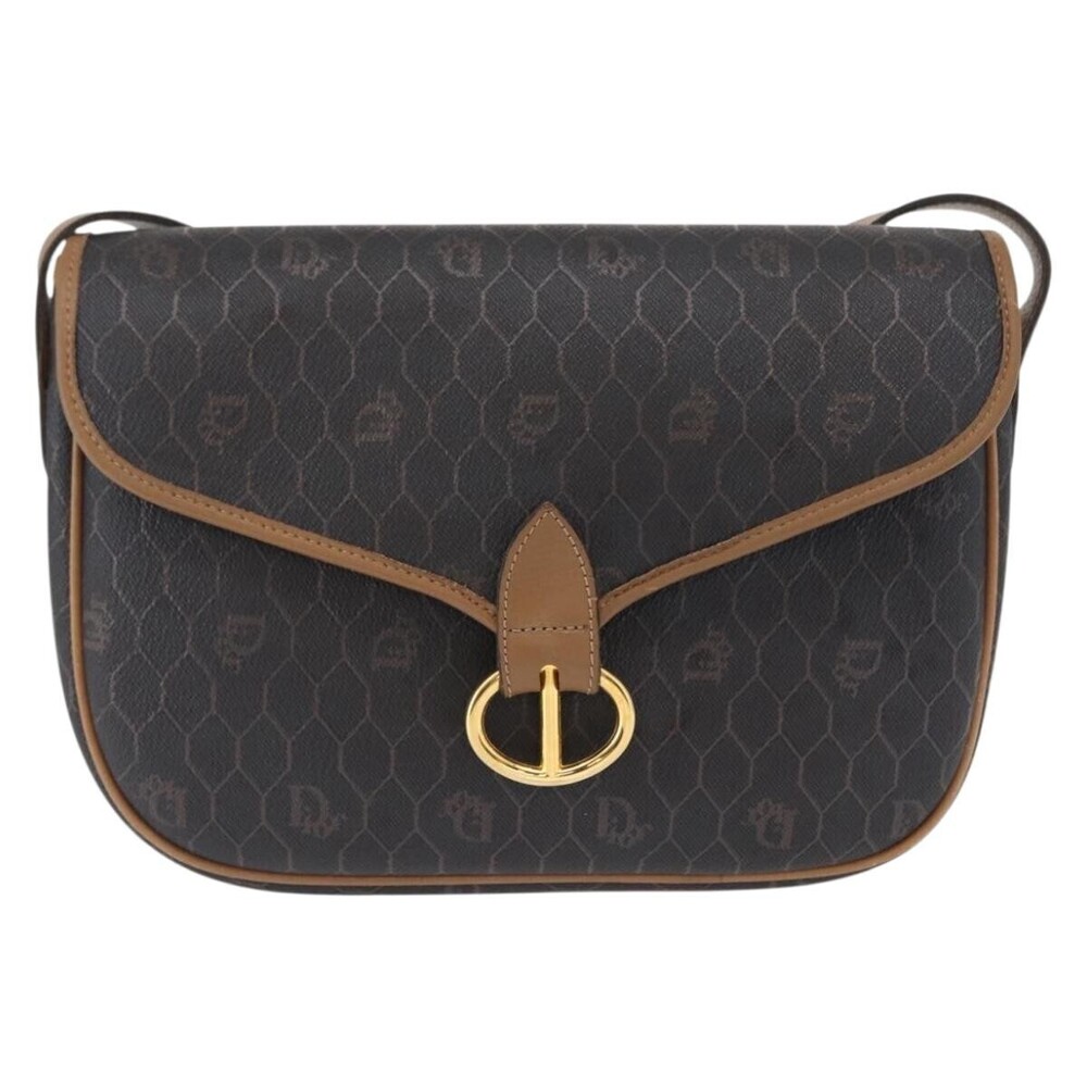 Christian Dior Vintage Honeycomb Flap Canvas and Leather